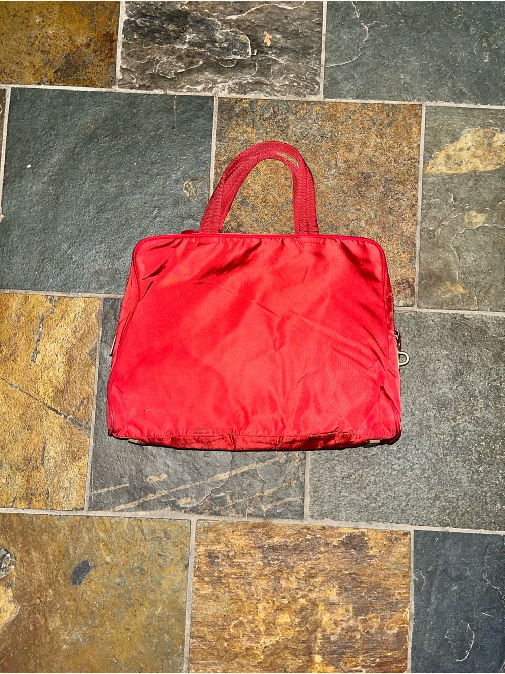 Prada Red Nylon Top Handle Bag - Picture 6 of 12